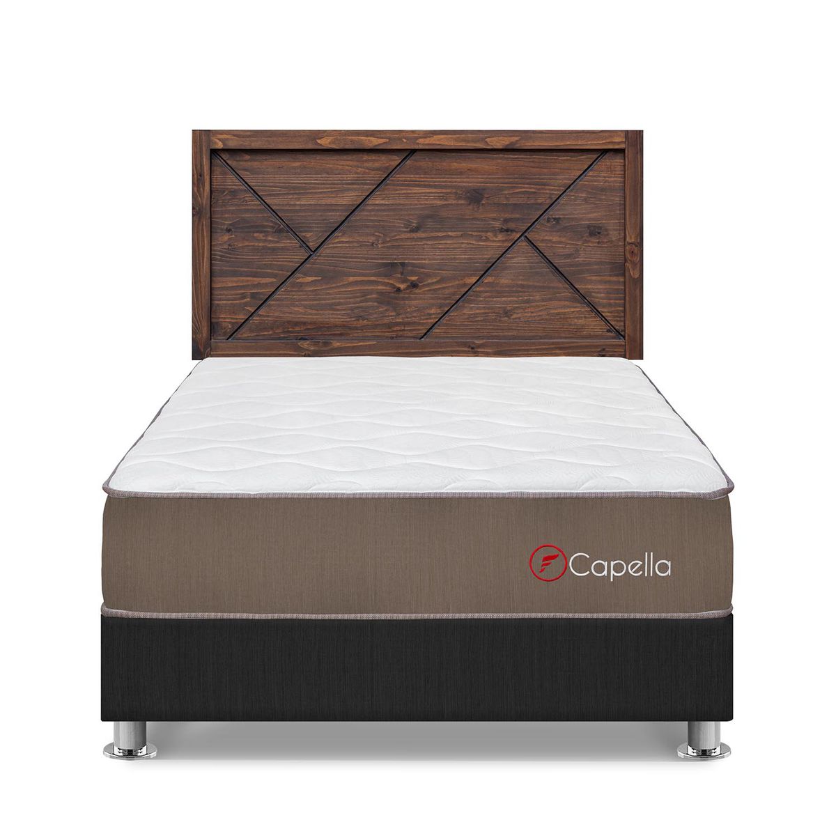 FORLI - Dormitorio Capella 2 Plz Gris + Cabecera Florencia Nogal