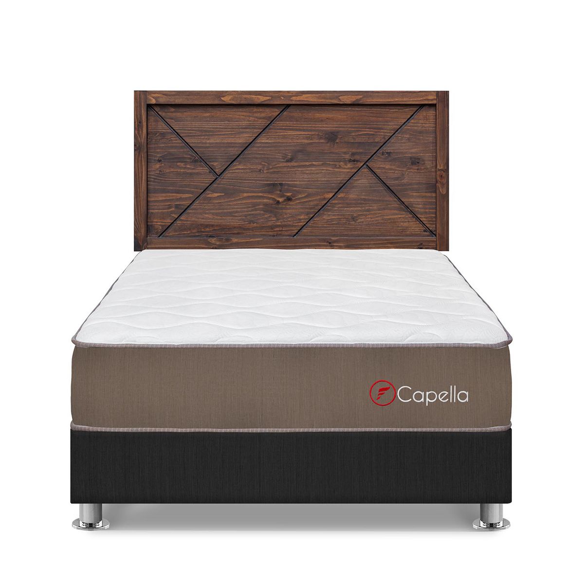 FORLI - Dormitorio Capella 2 Plz Gris + Cabecera Florencia Nogal