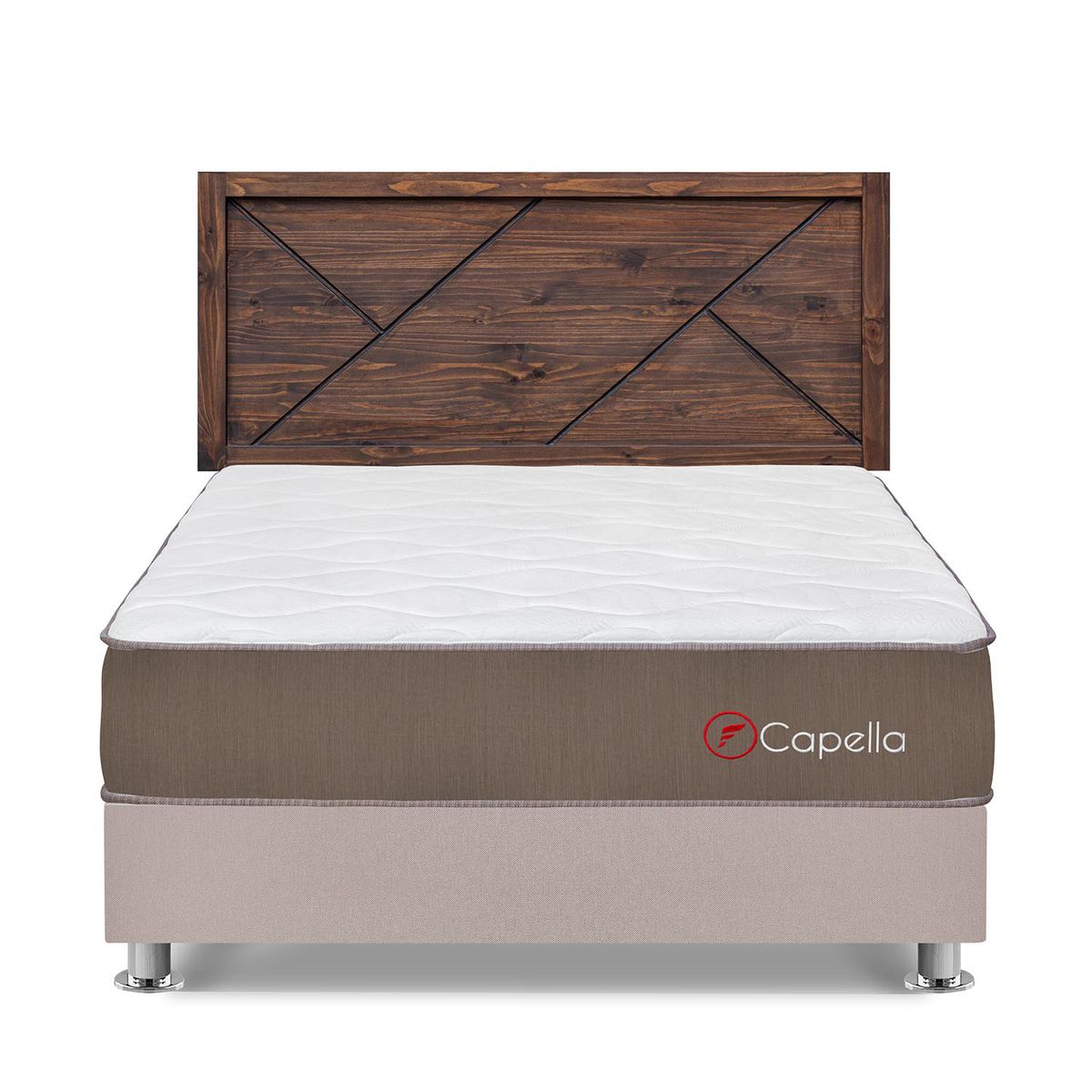 FORLI - Dormitorio Capella Queen Beige+ Cabecera Florencia Nogal