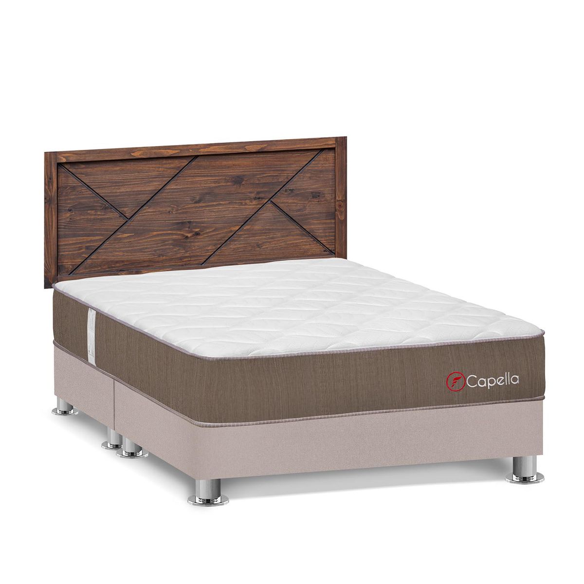 FORLI - Dormitorio Capella Queen Beige+ Cabecera Florencia Nogal