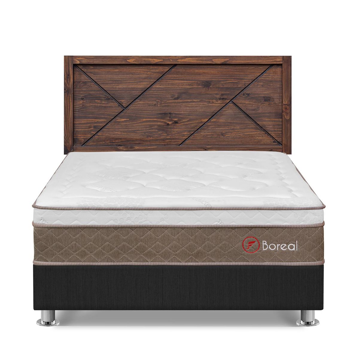 FORLI - Dormitorio Boreal Queen Gris+ Cabecera Florencia Nogal