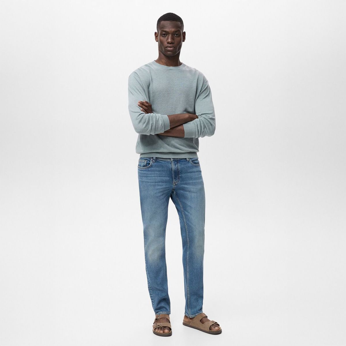 MANGO - Jeans Jan Slim Fit Lavado Medio Desgastado.