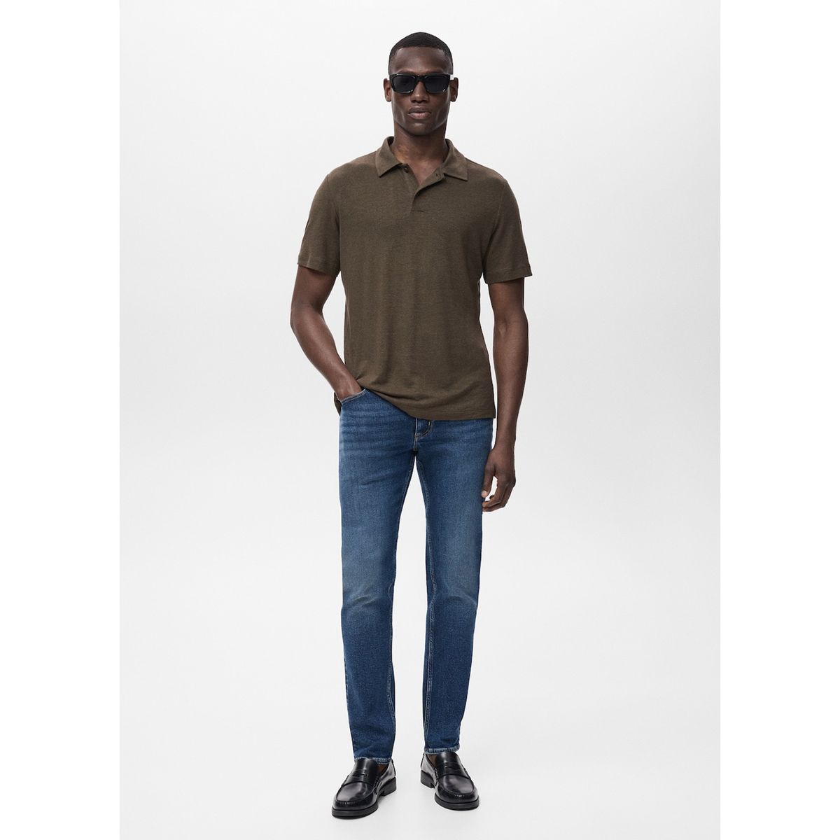 MANGO - Jeans Jan Slim Fit Lavado Oscuro Desgastado.