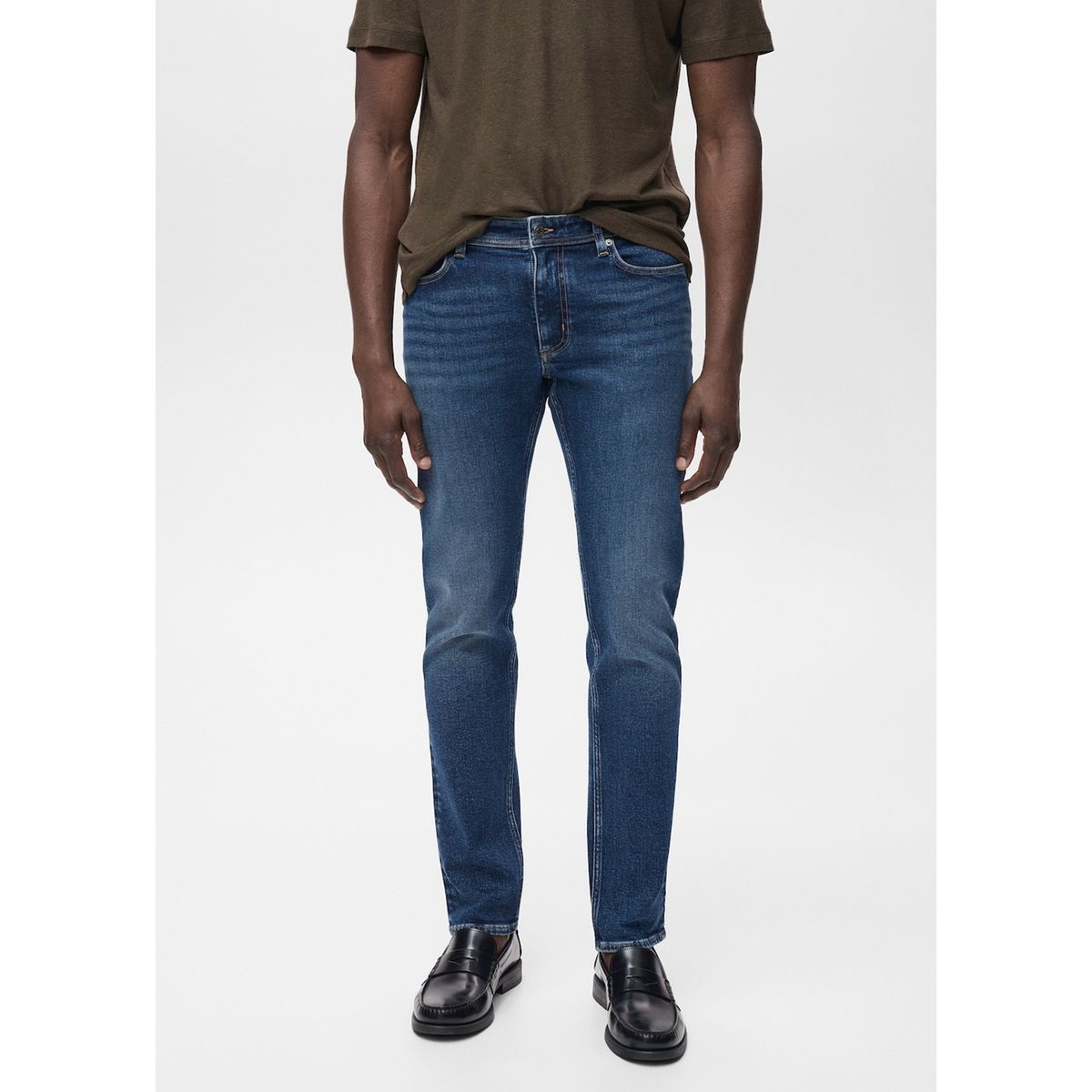 MANGO - Jeans Jan Slim Fit Lavado Oscuro Desgastado.