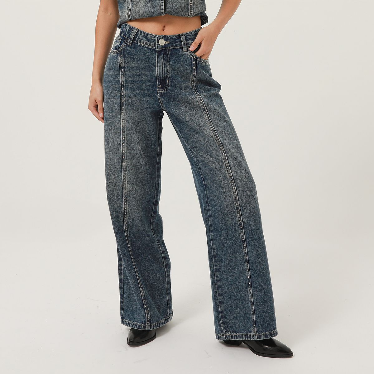 DENIMLAB - Jean Wide Leg Tiro Medio Mujer Denimlab