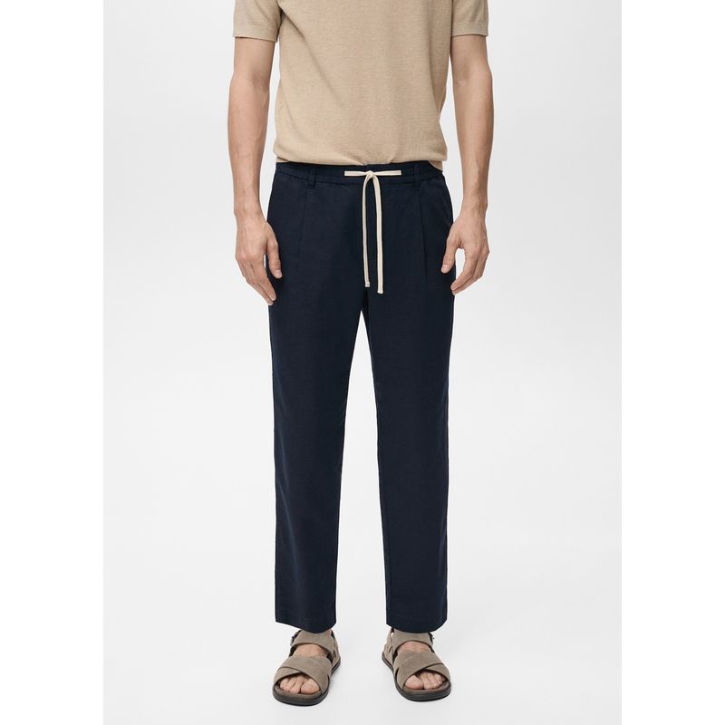 MANGO - Pantalón Slim Fit Lino Cordón