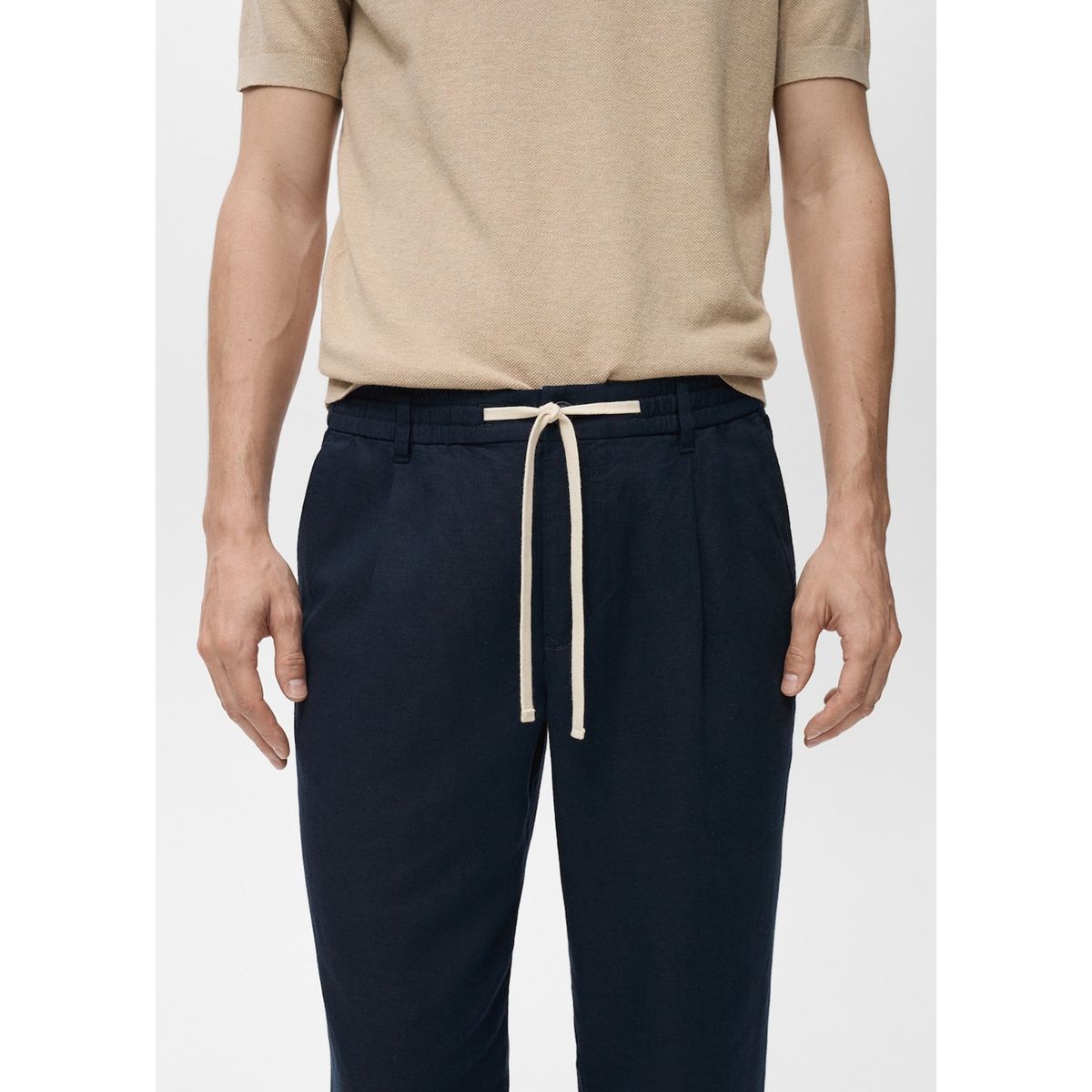 MANGO - Pantalón Slim Fit Lino Cordón