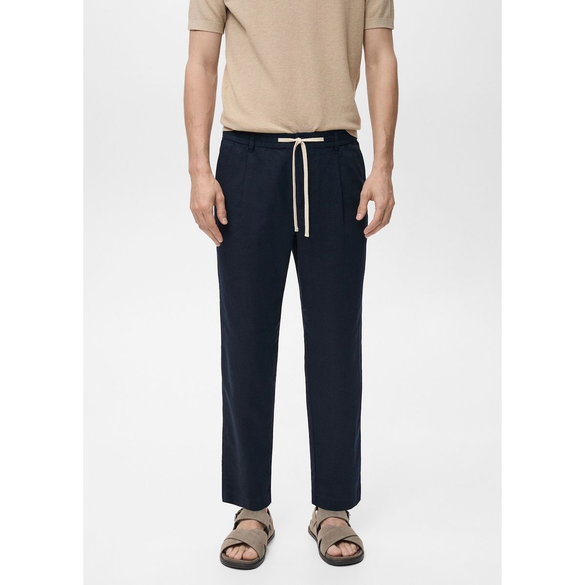 MANGO - Pantalón Slim Fit Lino Cordón