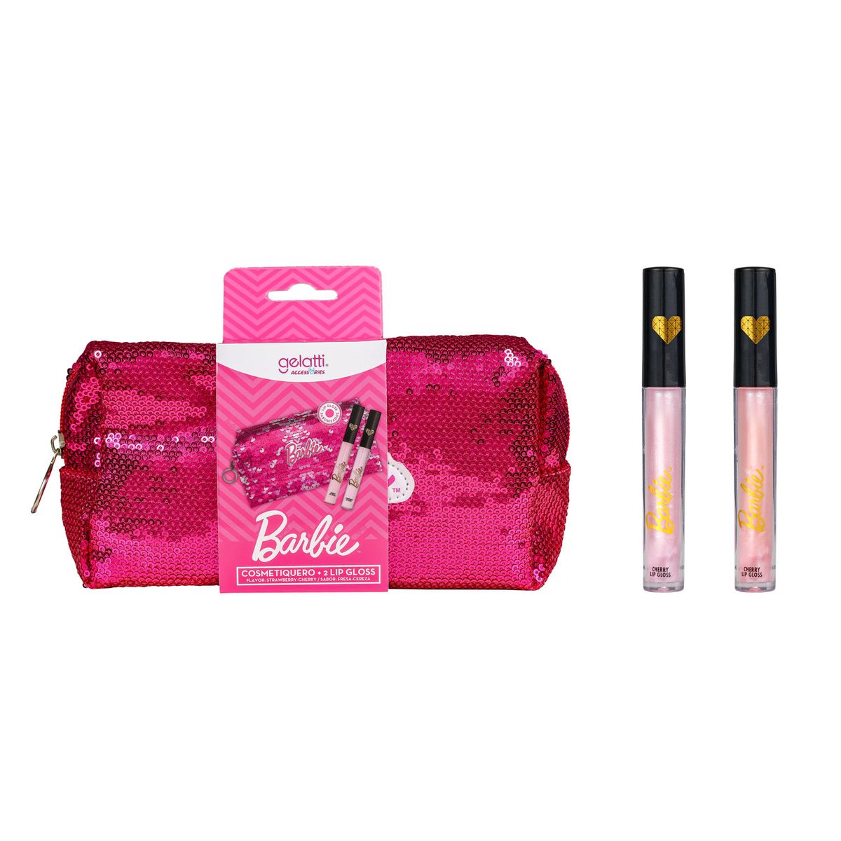 BARBIE - Lip Gloss + Cosmetiquero Fucsia Barbie Glam