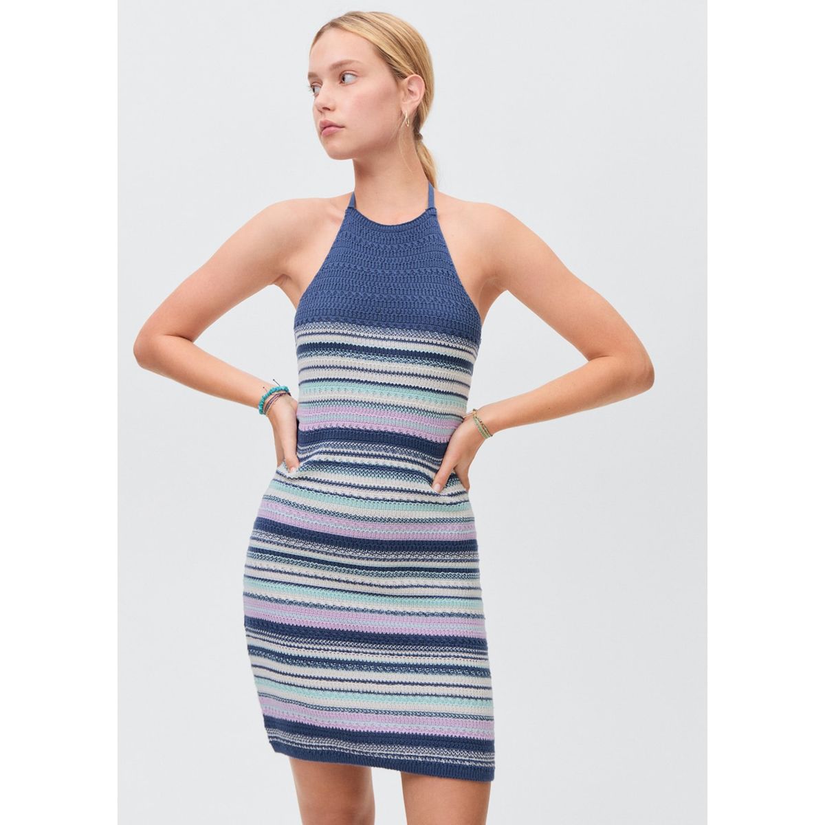 MANGO TEEN - Vestido Halter Mujer Mango Teen