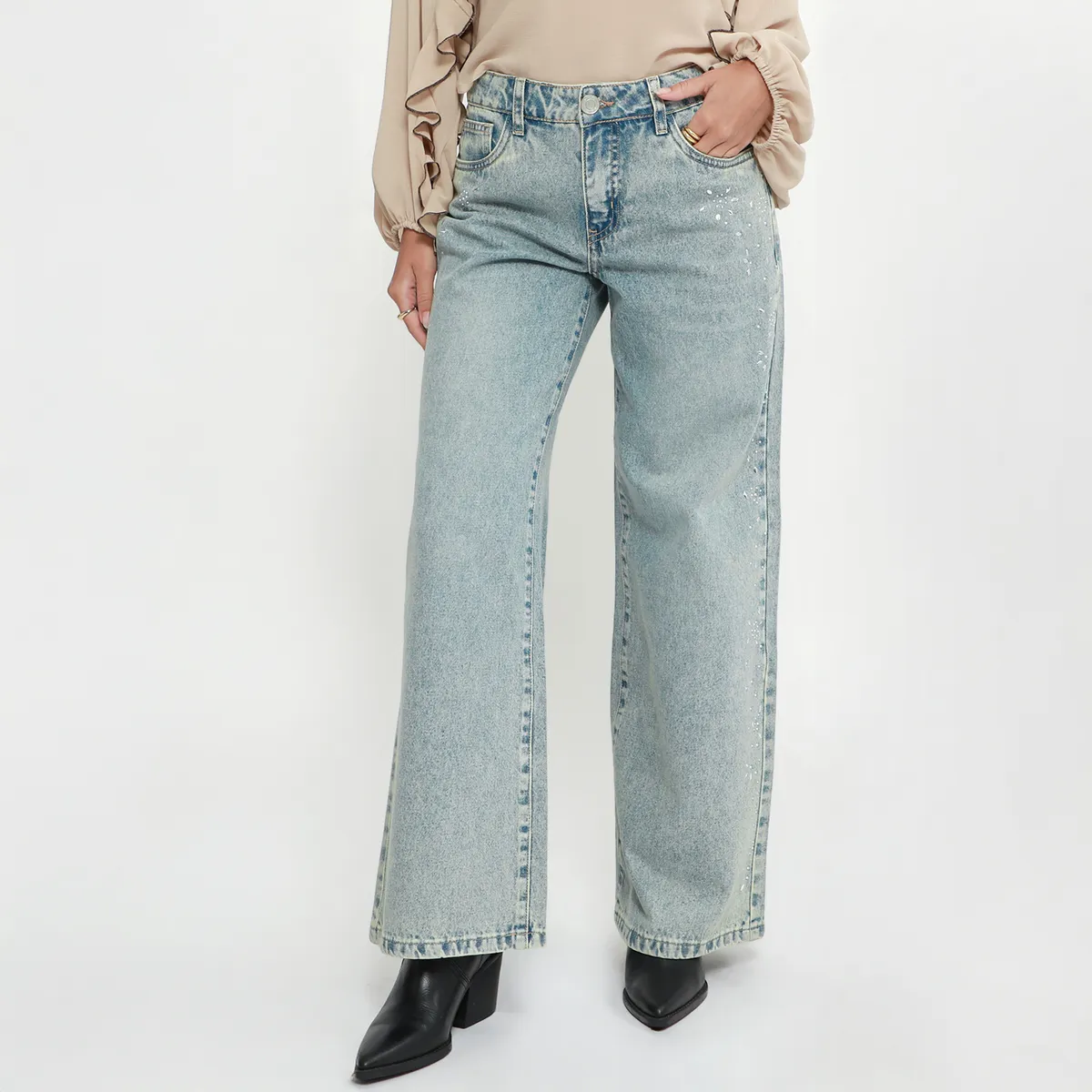 SYBILLA - Jean Wide Leg Tiro Medio Mujer Sybilla