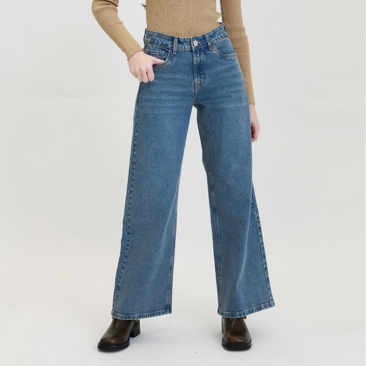 DENIMLAB - Jean Wide Leg Tiro Medio Mujer Denimlab