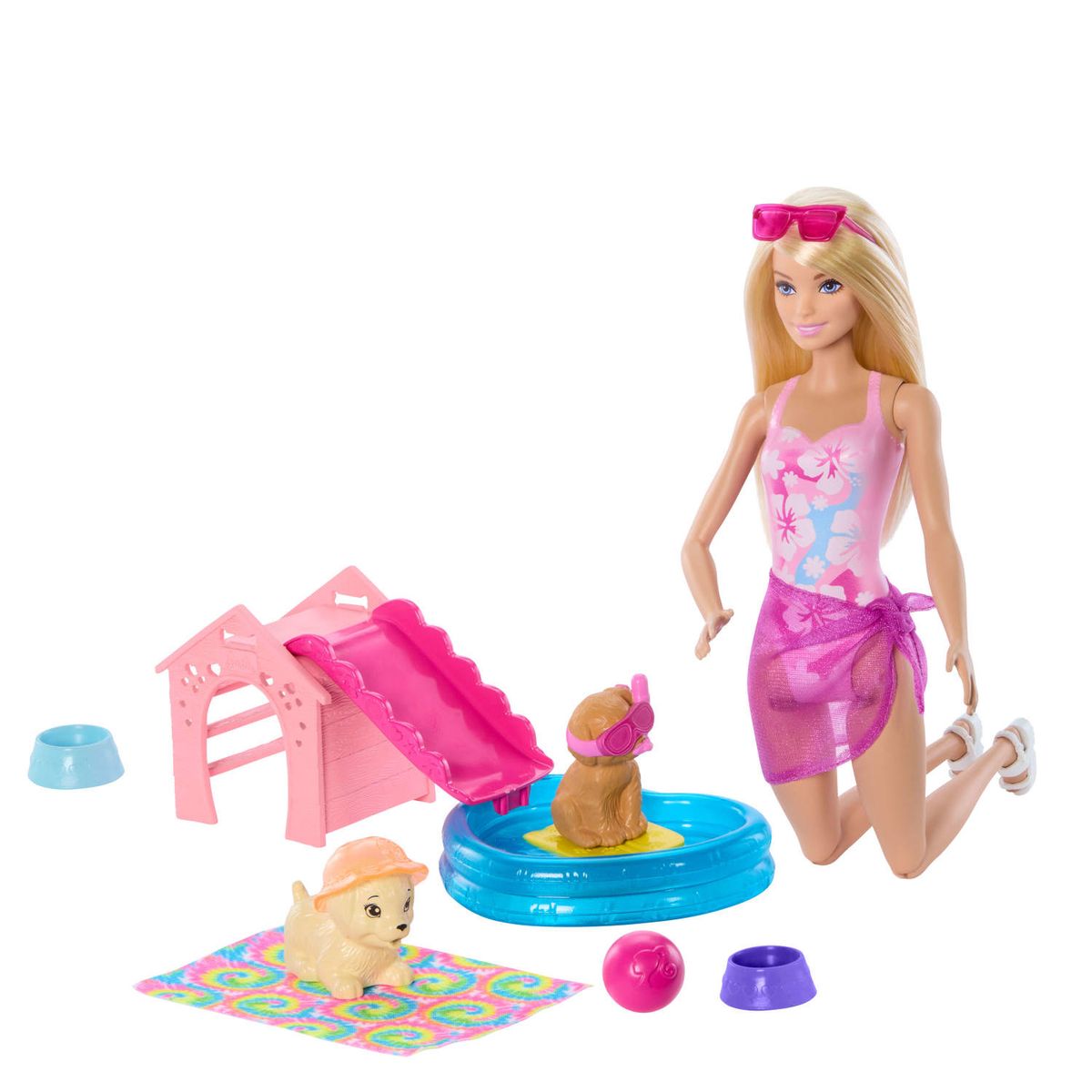 BARBIE - Set De Juego Barbie Fiesta En La Piscina Con Perritos