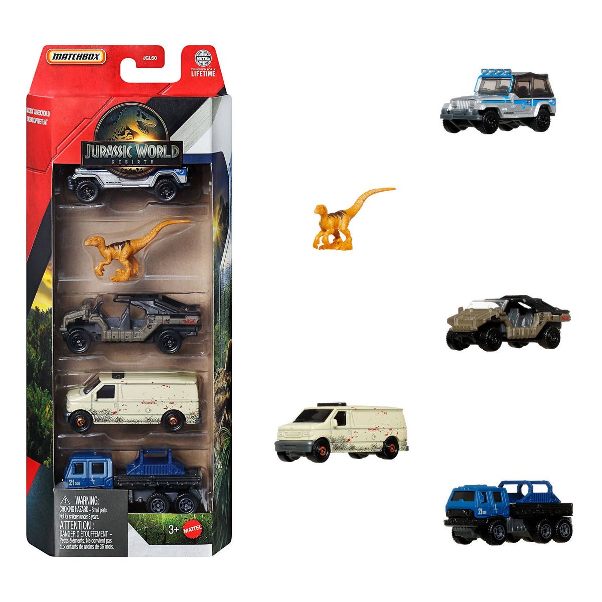 GENERICO - Matchbox Jurassic World Pack X5