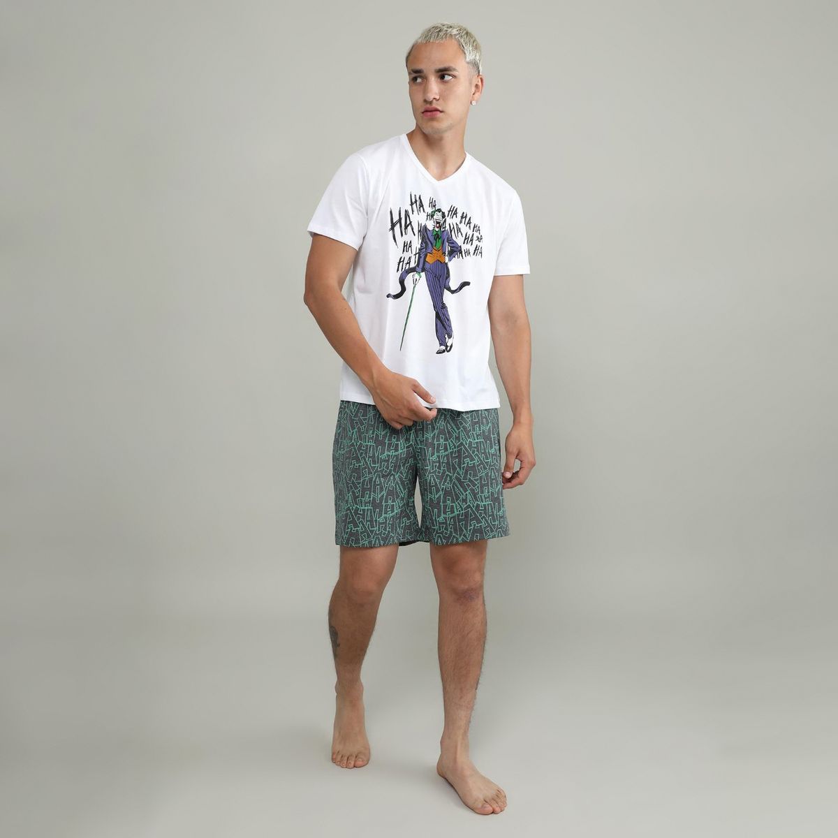 BEARCLIFF - Pijama 2 Piezas Blanco Batman Caballero