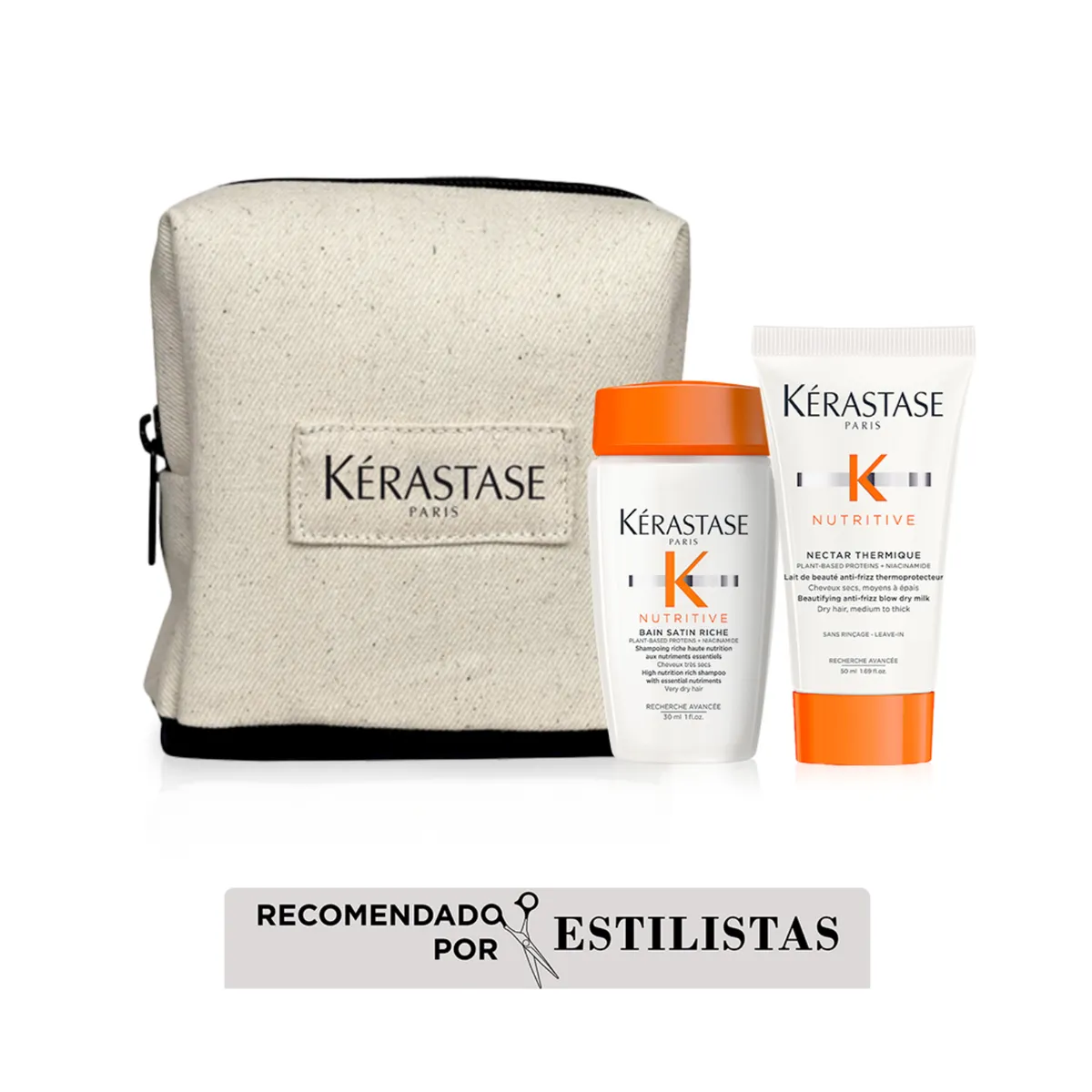 KERASTASE - Pack Nutritive Kerastase Shampoo Bain Riche 80ml + Protector térmico 50ml
