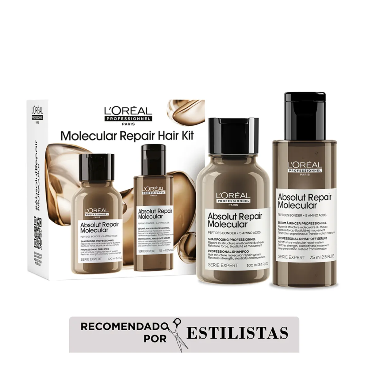 LOREAL PROFESSIONNEL - Duo Kit Reparador Loreal Professionnel Absolut Repair Molecular: Shampoo 100ml + Serum 75ml