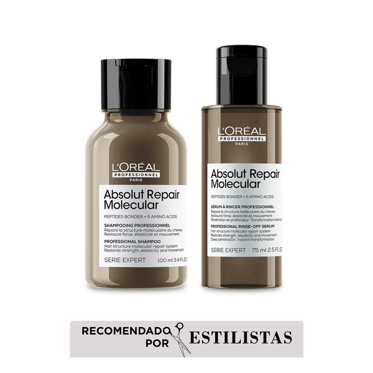 LOREAL PROFESSIONNEL - Duo Kit Reparador Loreal Professionnel Absolut Repair Molecular: Shampoo 100ml + Serum 75ml