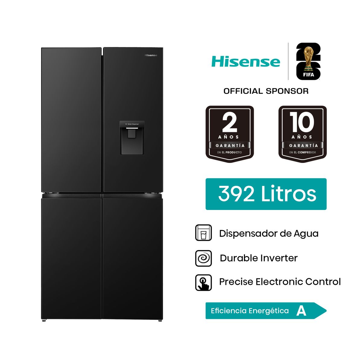 HISENSE - Refrigeradora French Door 392L RQ3P431NMBA Hisense.