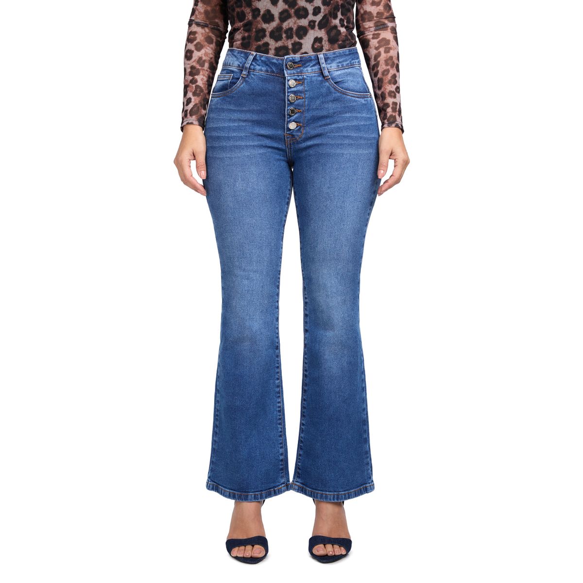 VRP BY VIVIANA RIVAS PLATA - Pantalón Flare Tiro Alto Mujer Vrp By Viviana Rivas Plata