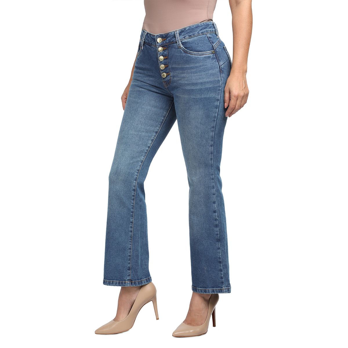 VRP BY VIVIANA RIVAS PLATA - Pantalón Flare Tiro Alto Mujer Vrp By Viviana Rivas Plata