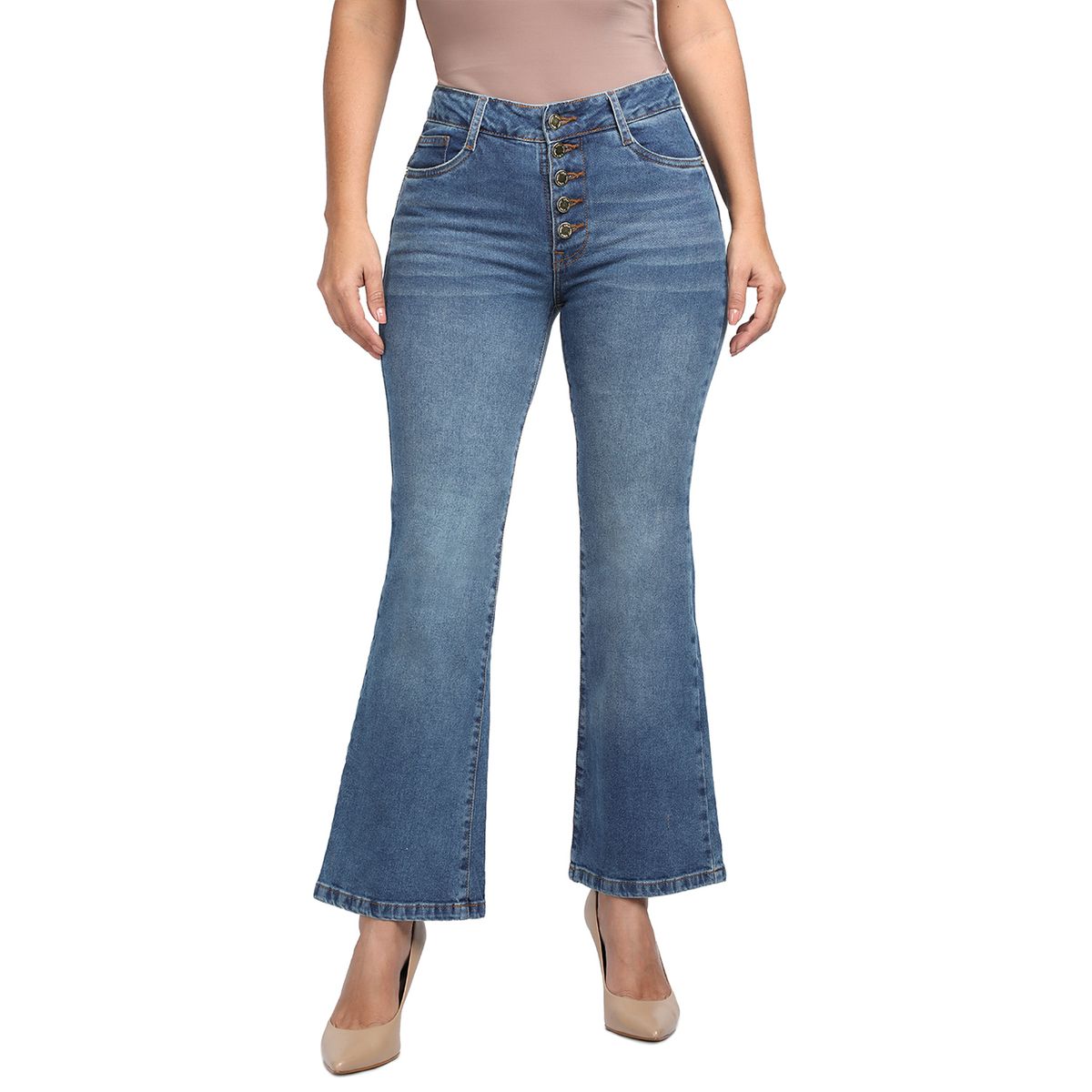 VRP BY VIVIANA RIVAS PLATA - Pantalón Flare Tiro Alto Mujer Vrp By Viviana Rivas Plata