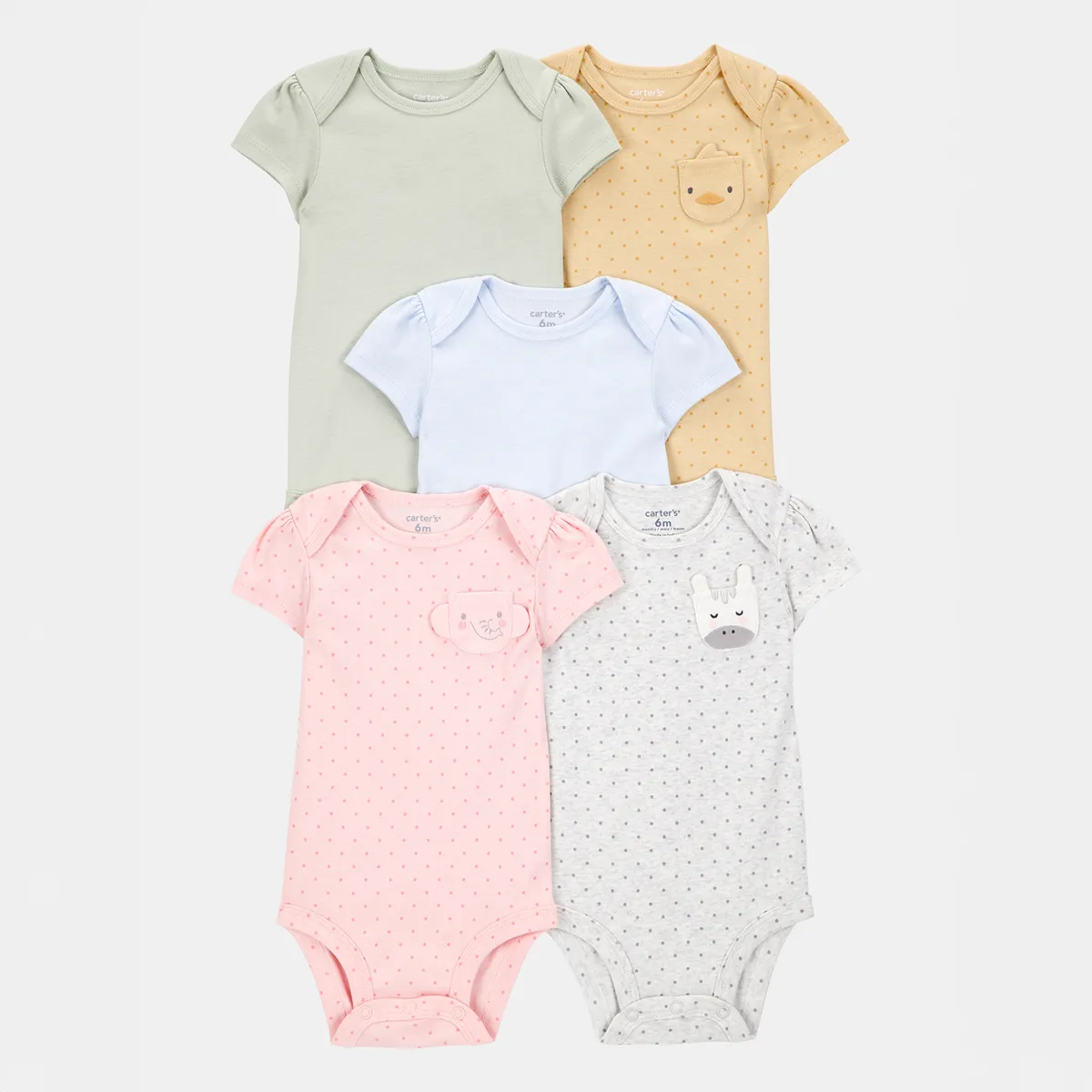 CARTER'S - Body Bebé Niña Pack X5 Algodón Carters