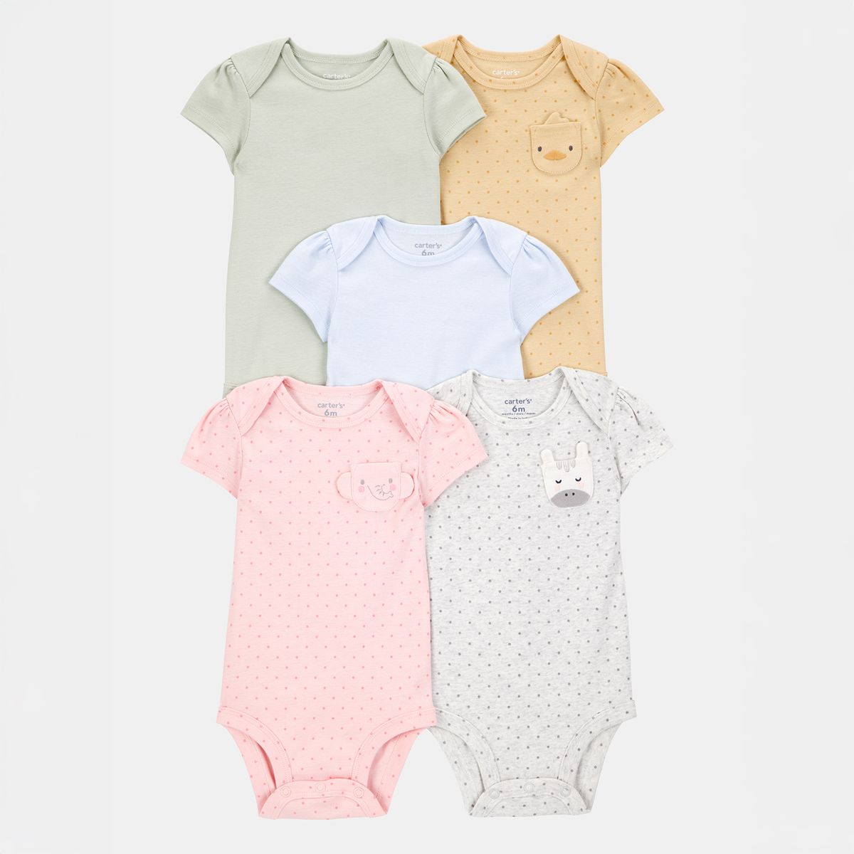 CARTER'S - Body Bebé Niña Pack X5 Algodón Carters