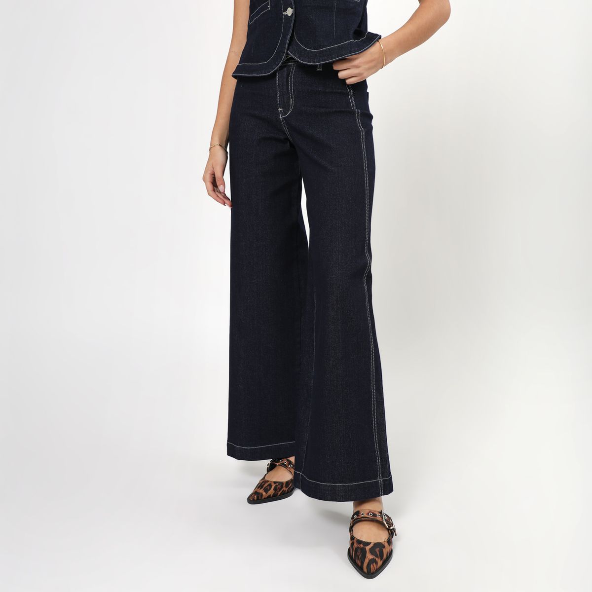 SYBILLA - Jean Wide Leg Tiro Medio Mujer Sybilla