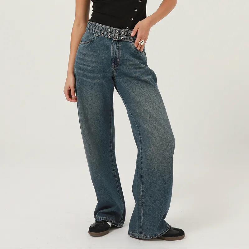DENIMLAB - Jean Wide Leg Tiro Medio Mujer Denimlab