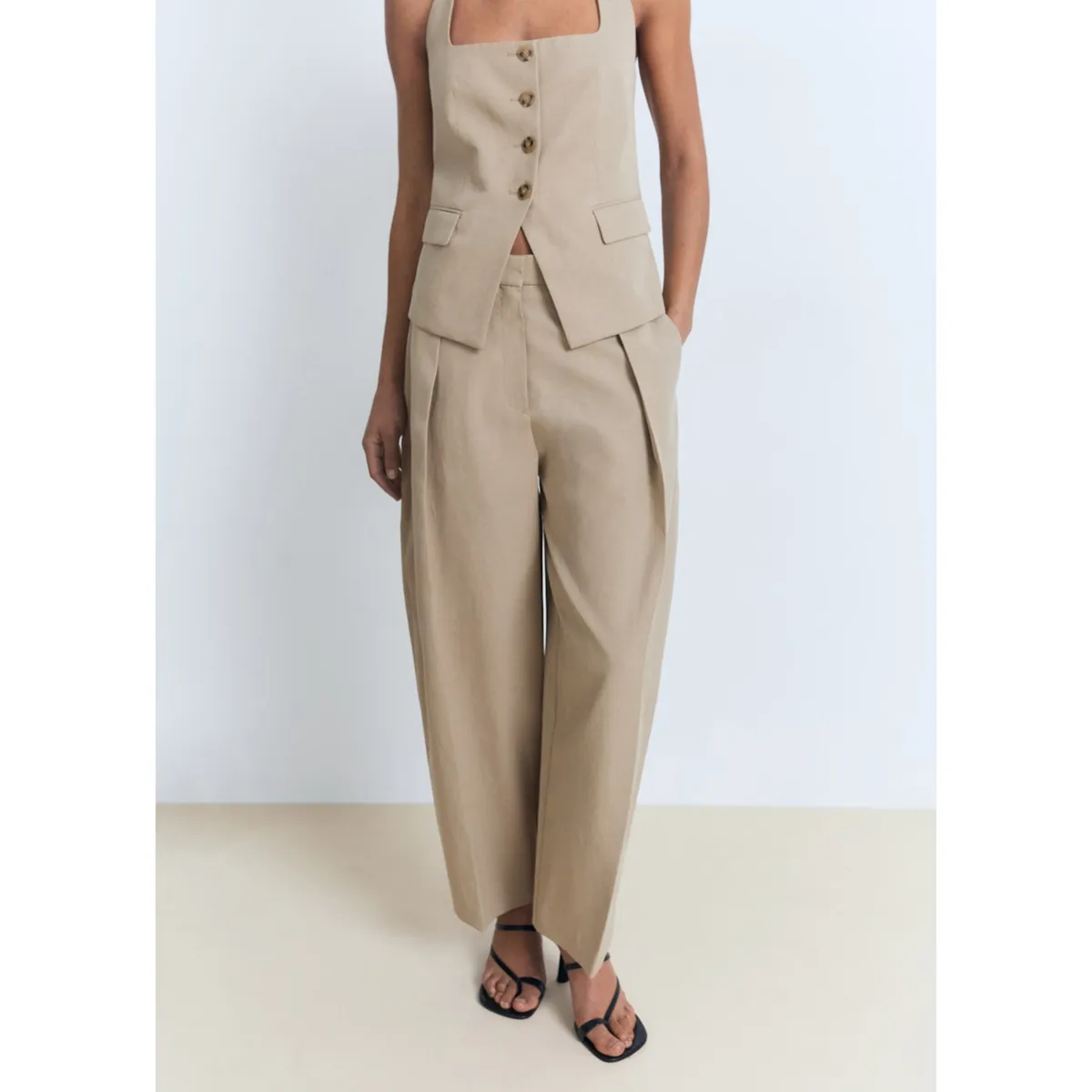 MANGO - Pantalón Balloon Tiro Alto Mujer Mango