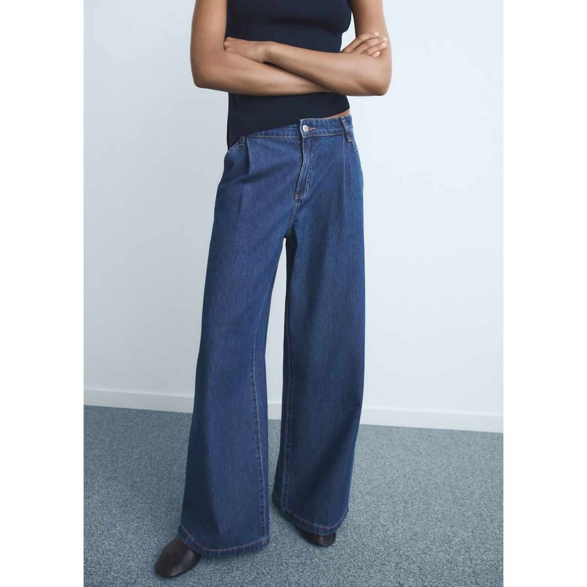 MANGO - Jean Wide Leg Tiro Medio Mujer Mango