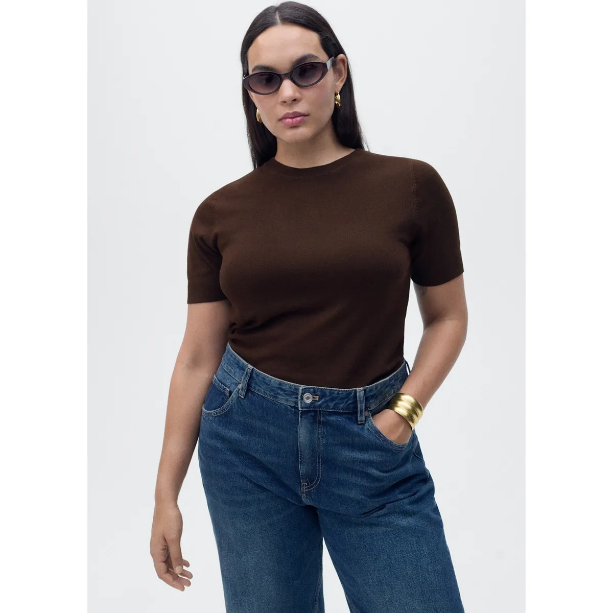 MANGO - Polo Chompa Manga Corta Mujer Mango