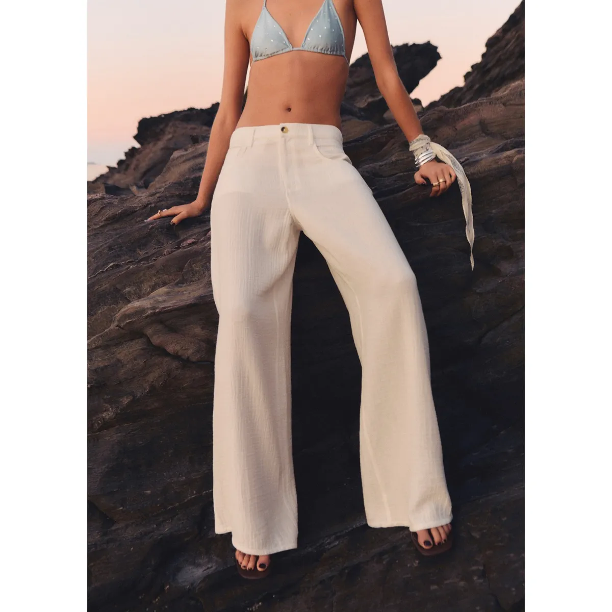 MANGO - Pantalón Straight Tiro Medio Mujer Mango