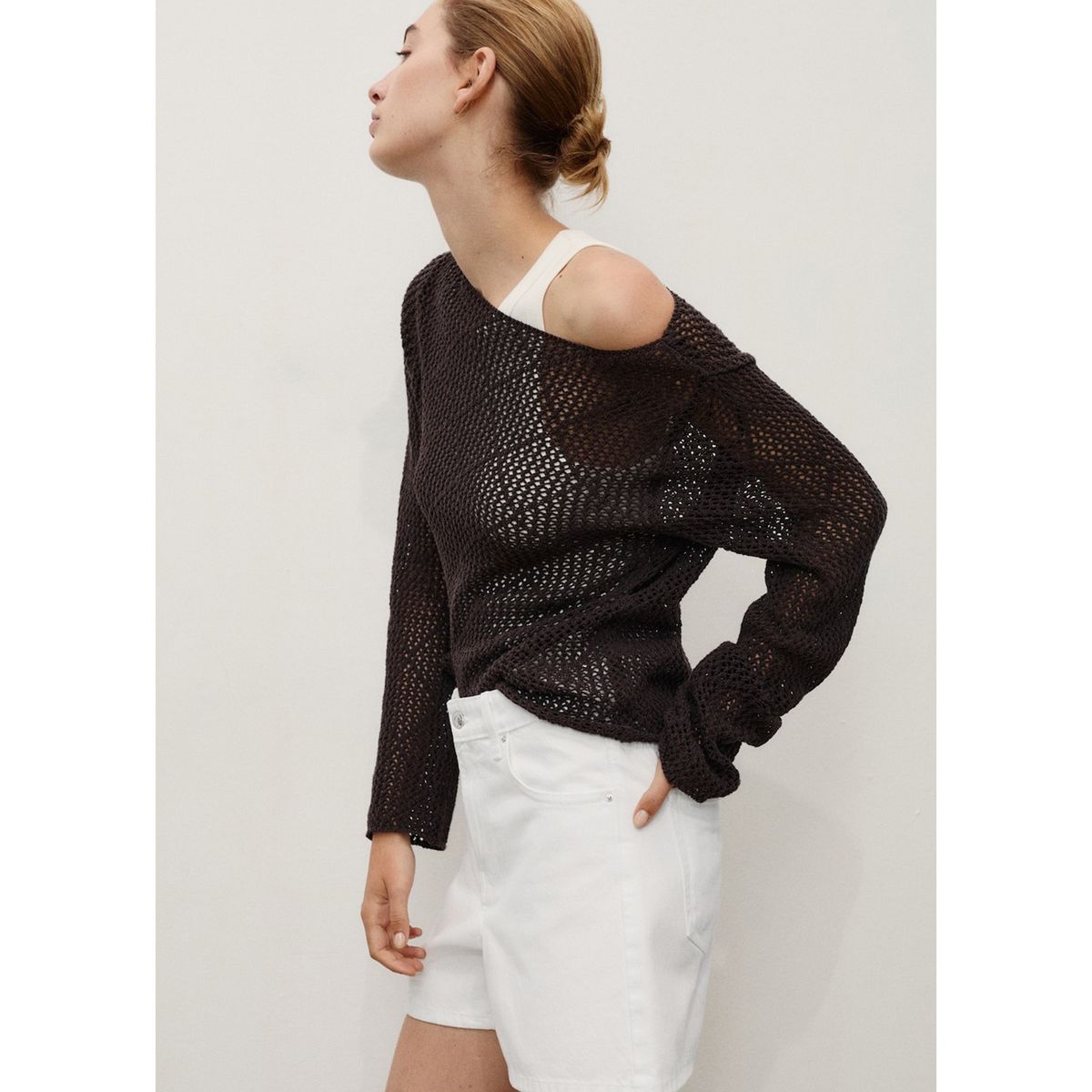 MANGO - Short Tiro Alto Mujer Mango.