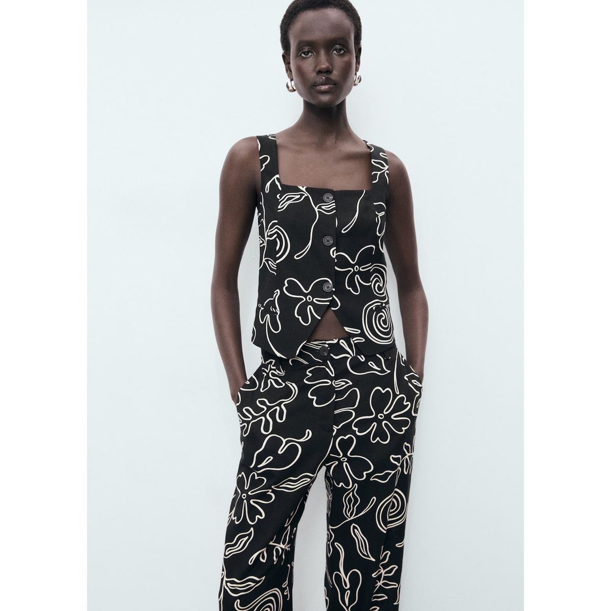 MANGO - Pantalón Wide Leg Tiro Medio Mujer Mango