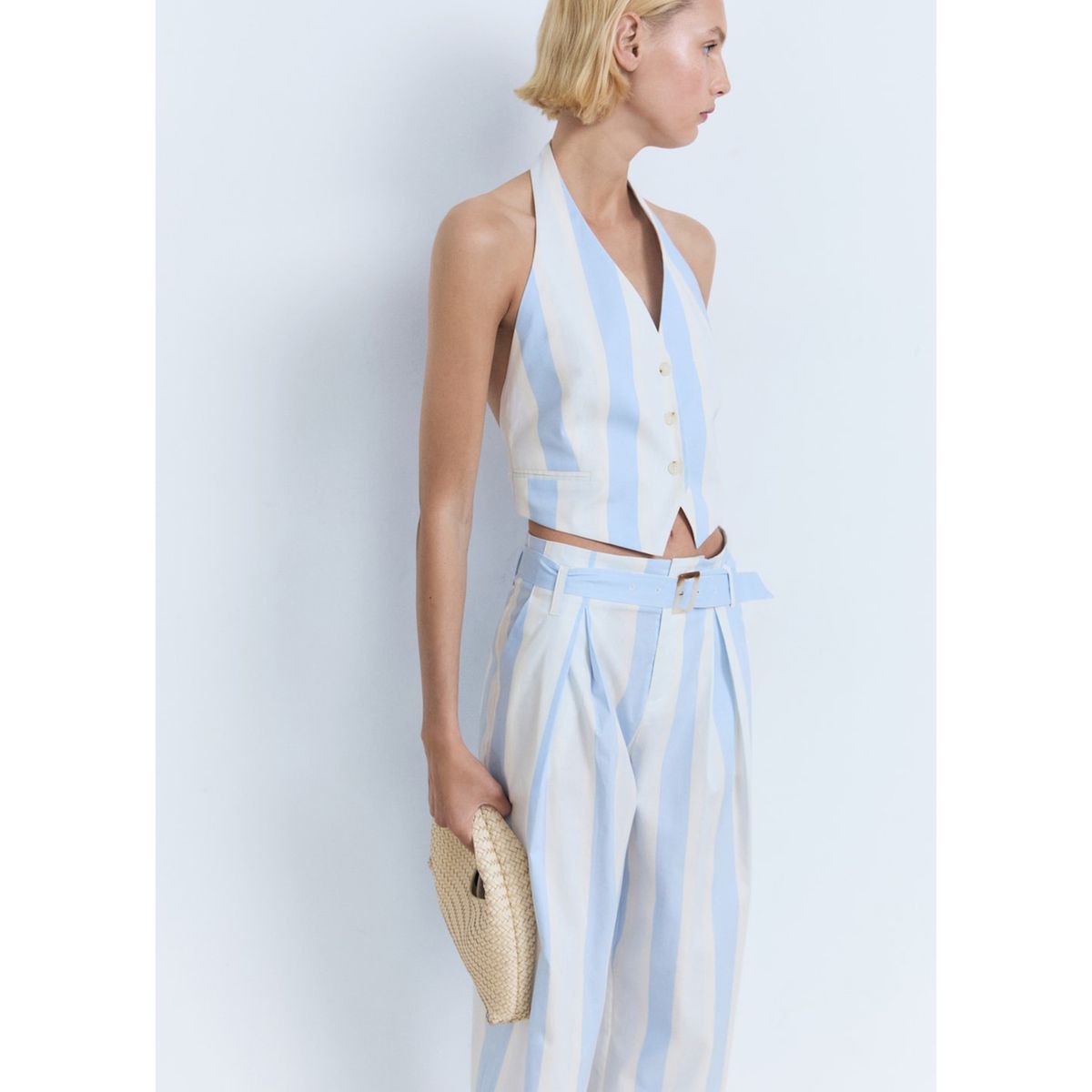 MANGO - Pantalón Culotte Tiro Alto Mujer Mango