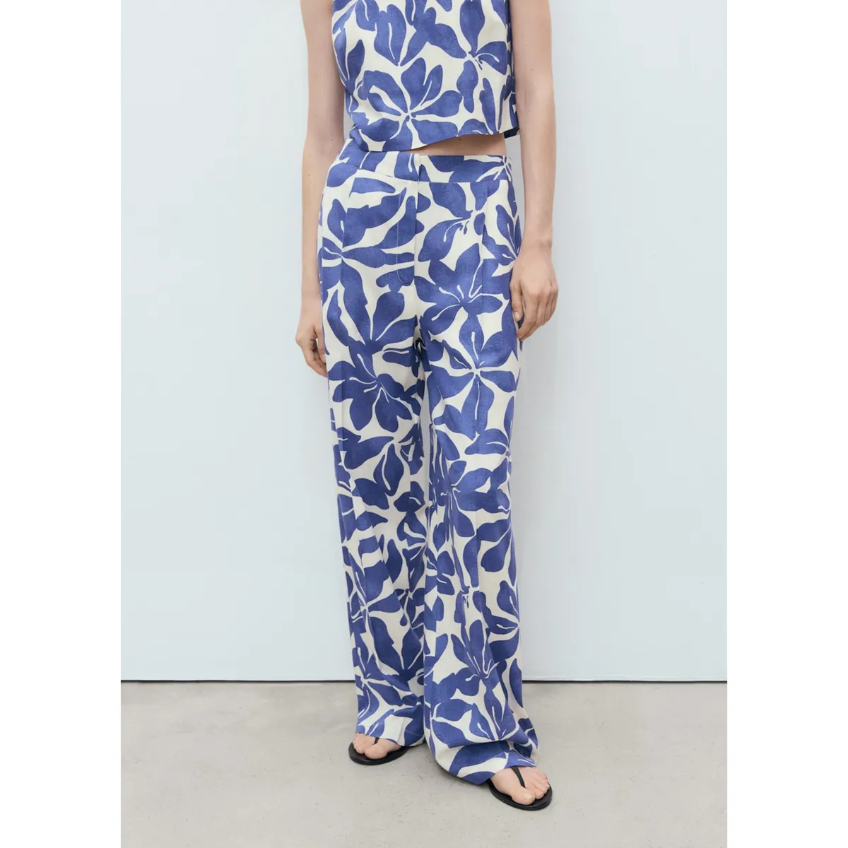 MANGO - Pantalón Recto Tiro Medio Mujer Mango