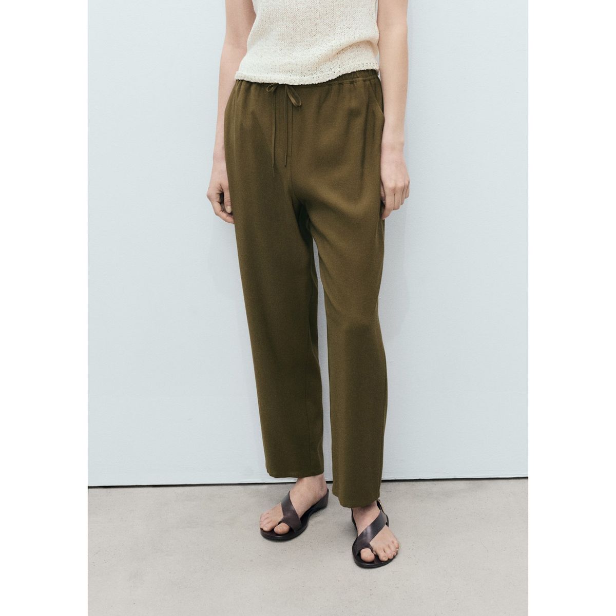 MANGO - Pantalón Fluido Tiro Medio Mujer Mango