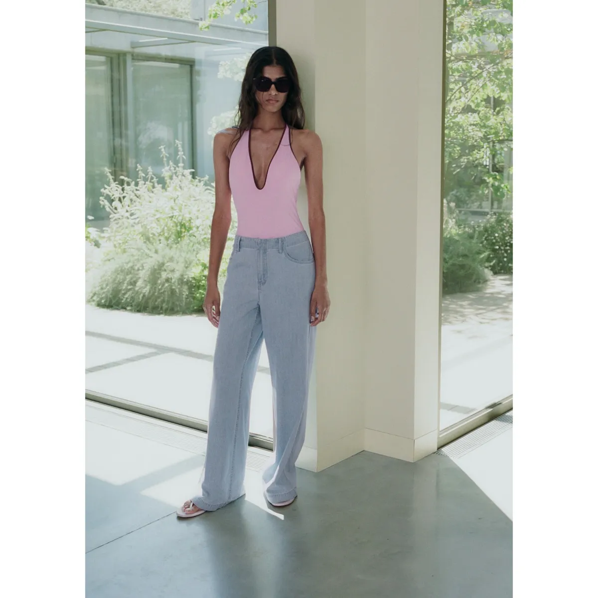 MANGO - Jean Wide Leg Tiro Medio Mujer Mango