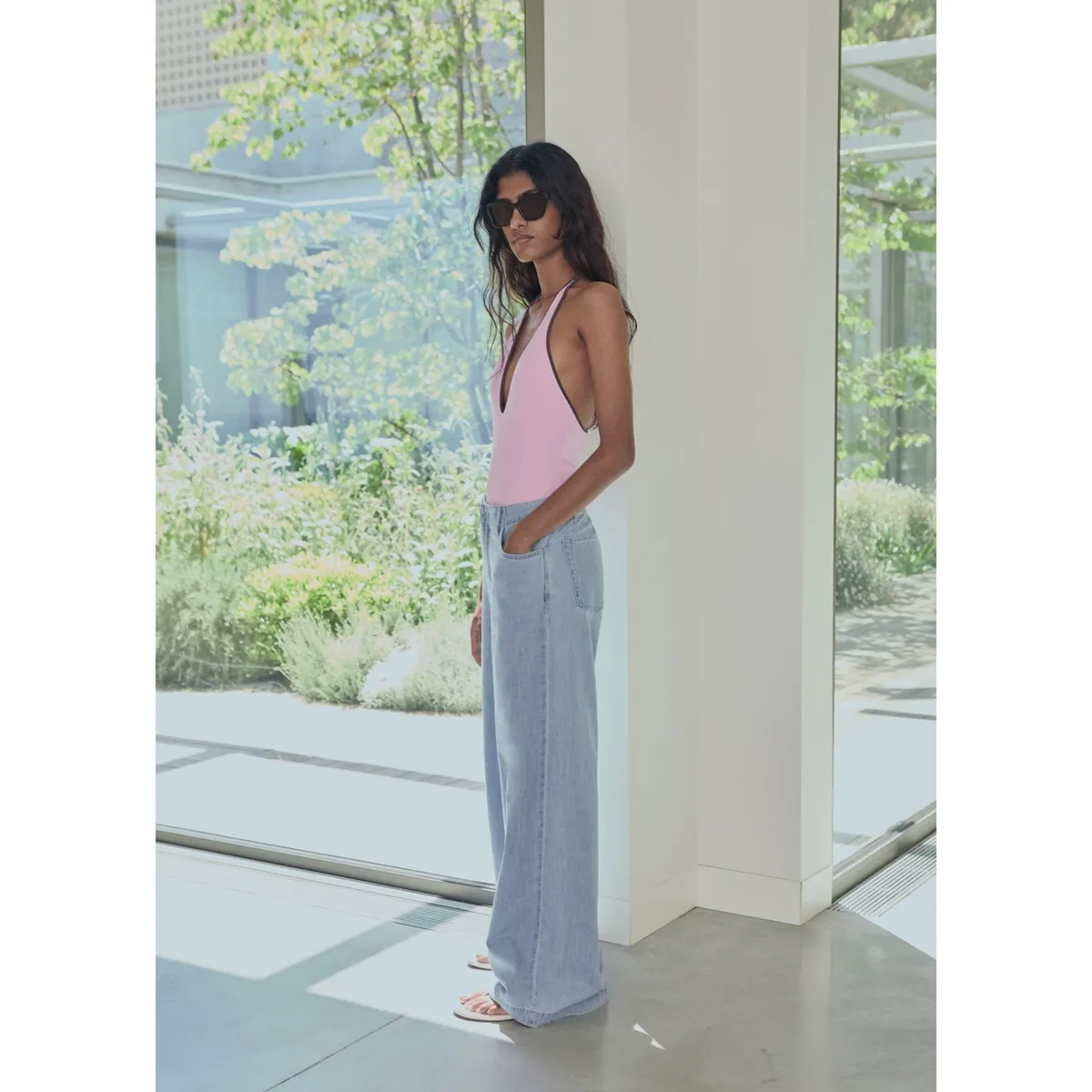 MANGO - Jean Wide Leg Tiro Medio Mujer Mango