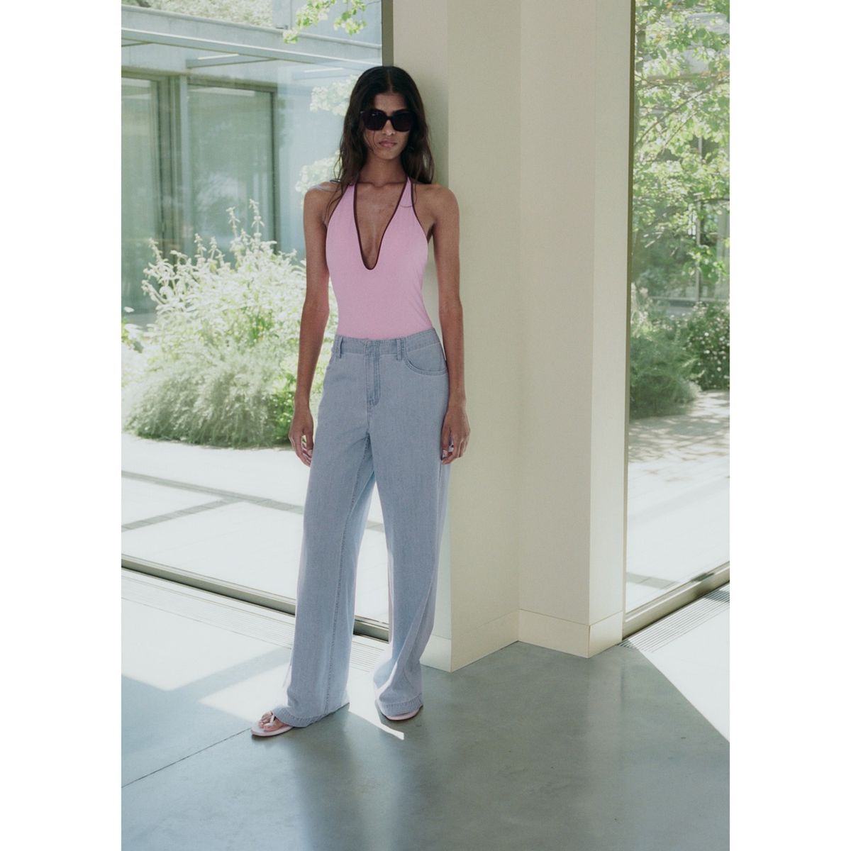 MANGO - Jean Wide Leg Tiro Medio Mujer Mango.