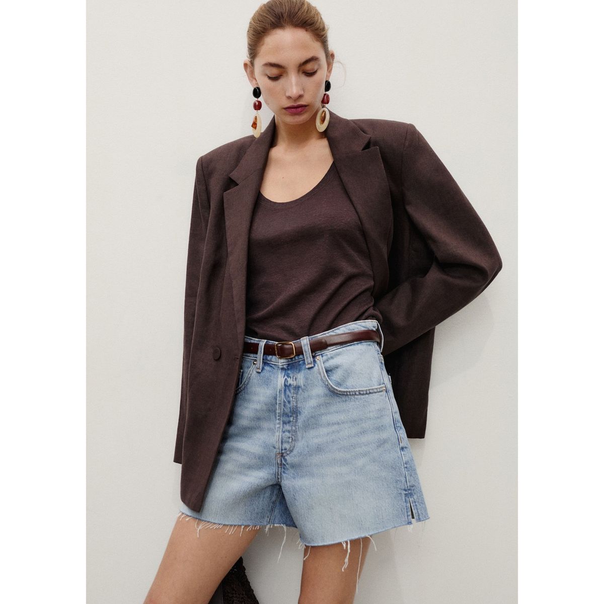 MANGO - Short Tiro Alto Mujer Mango.