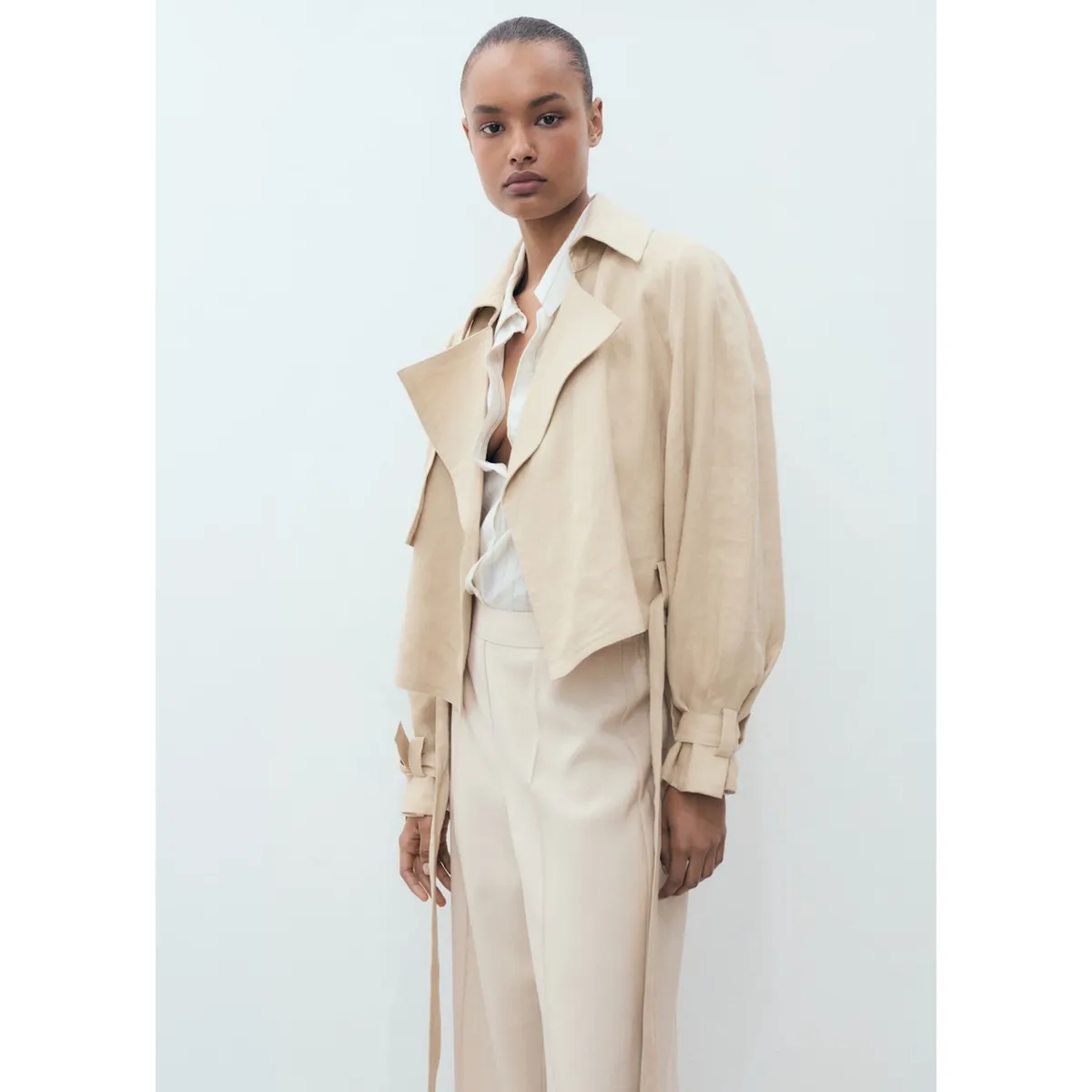 MANGO - Pantalón Palazzo Tiro Medio Mujer Mango