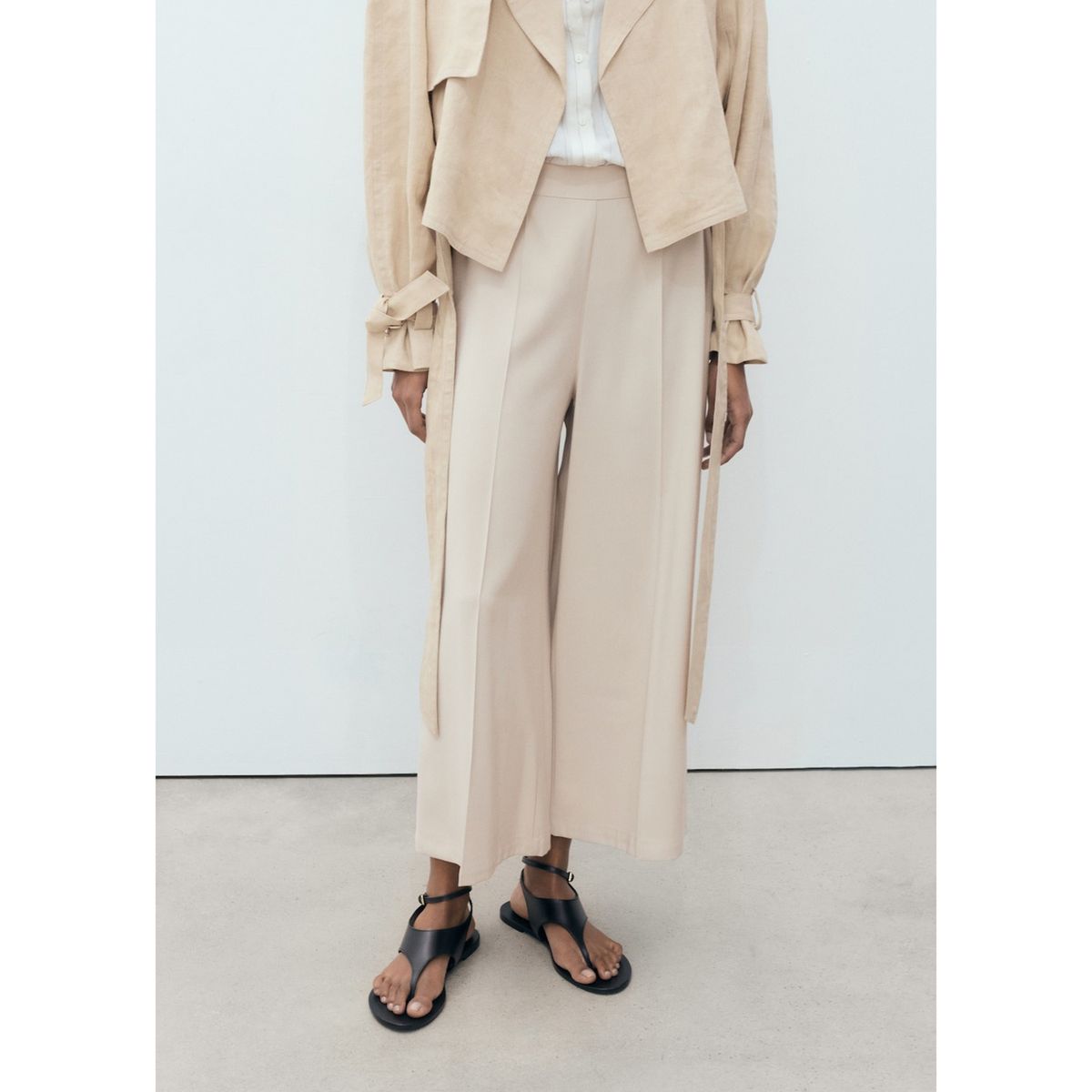 MANGO - Pantalón Palazzo Tiro Medio Mujer Mango.