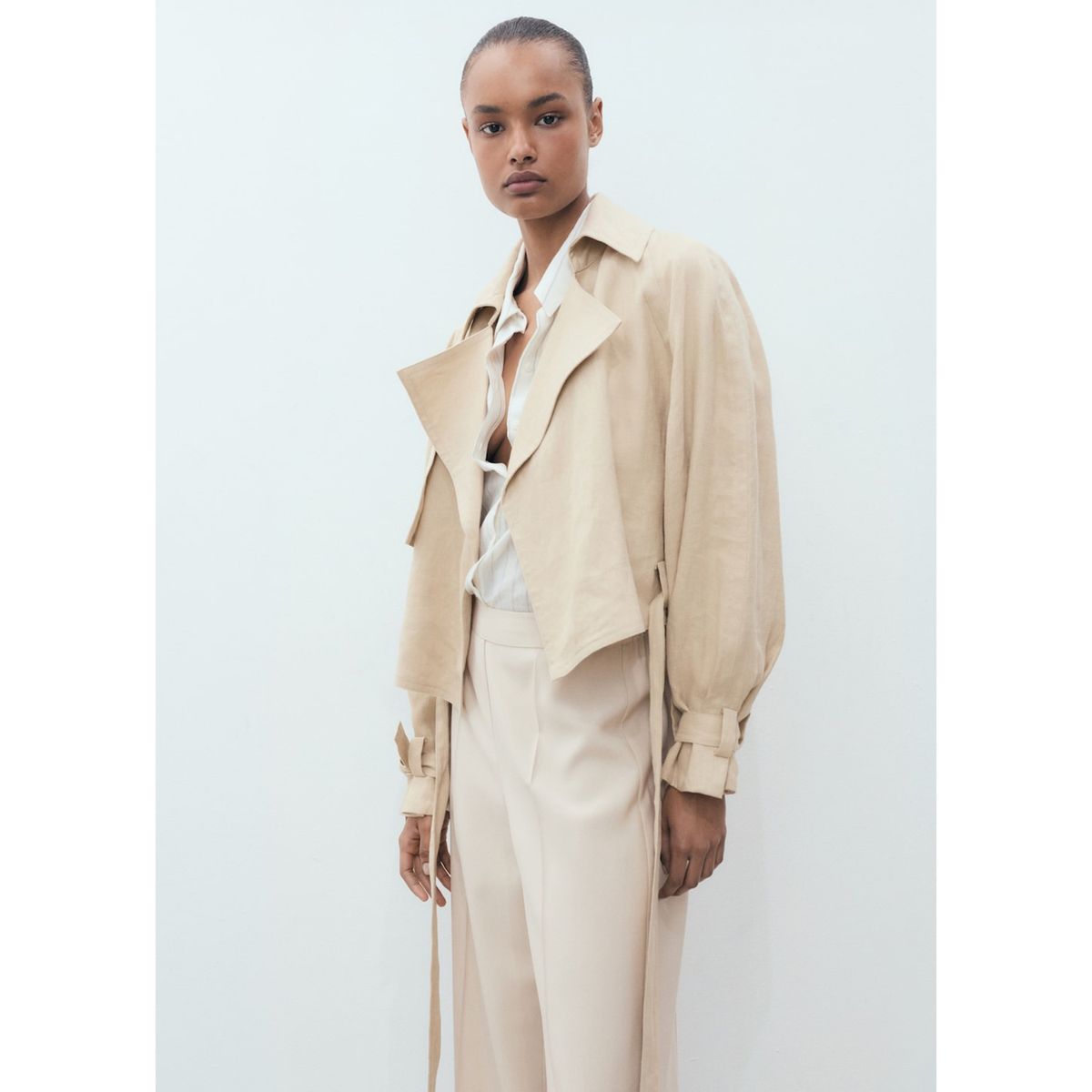 MANGO - Pantalón Palazzo Tiro Medio Mujer Mango.