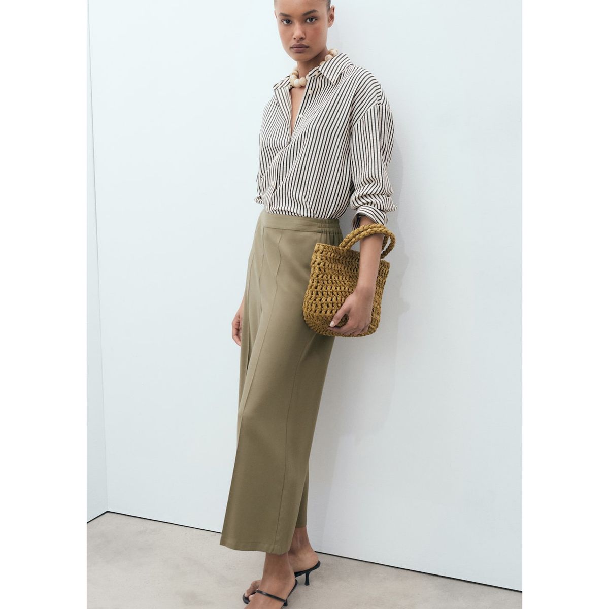 MANGO - Pantalón Palazzo Tiro Medio Mujer Mango.