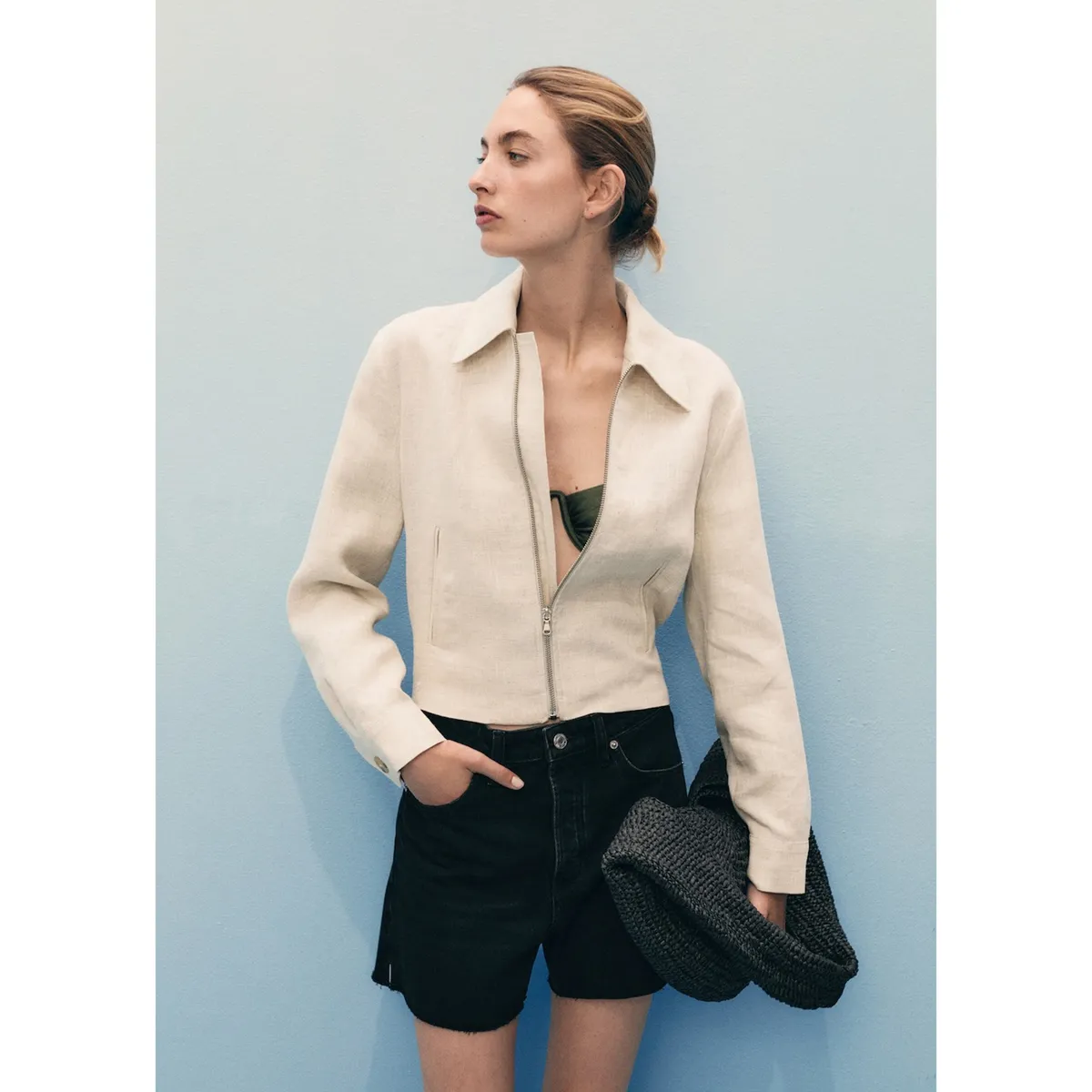 MANGO - Short Tiro Alto Mujer Mango.