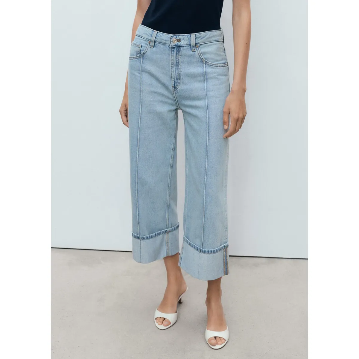 MANGO - Jean Wide Leg Tiro Medio Mujer Mango