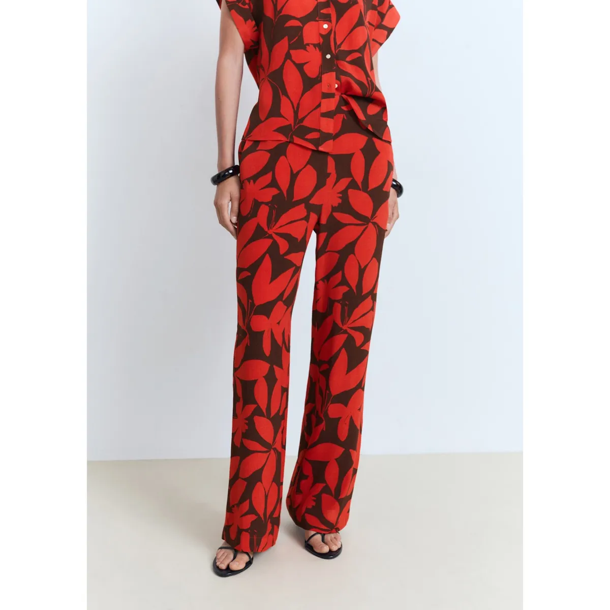 MANGO - Pantalón Recto Tiro Medio Mujer Mango